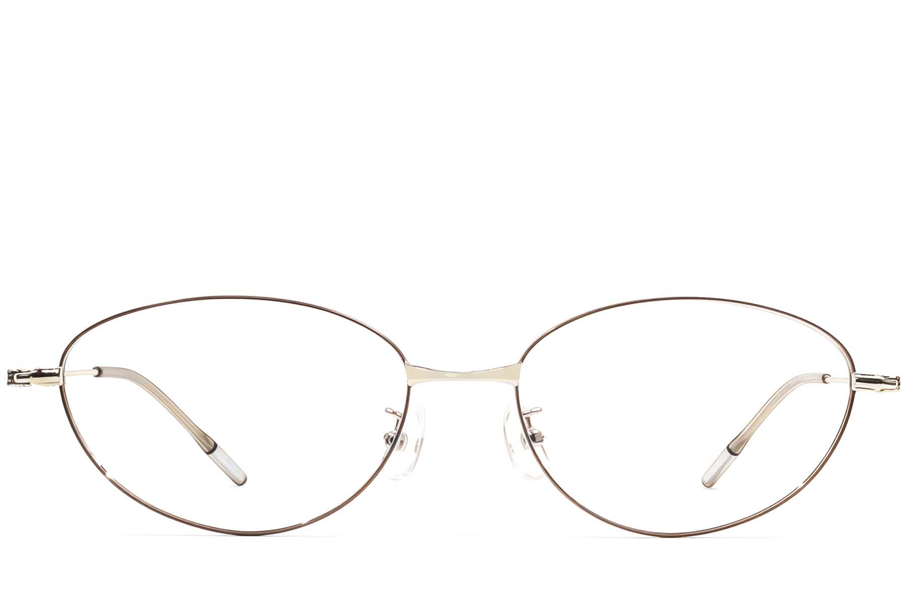 Oval Brown Metal Glasses #BS1924-0478
