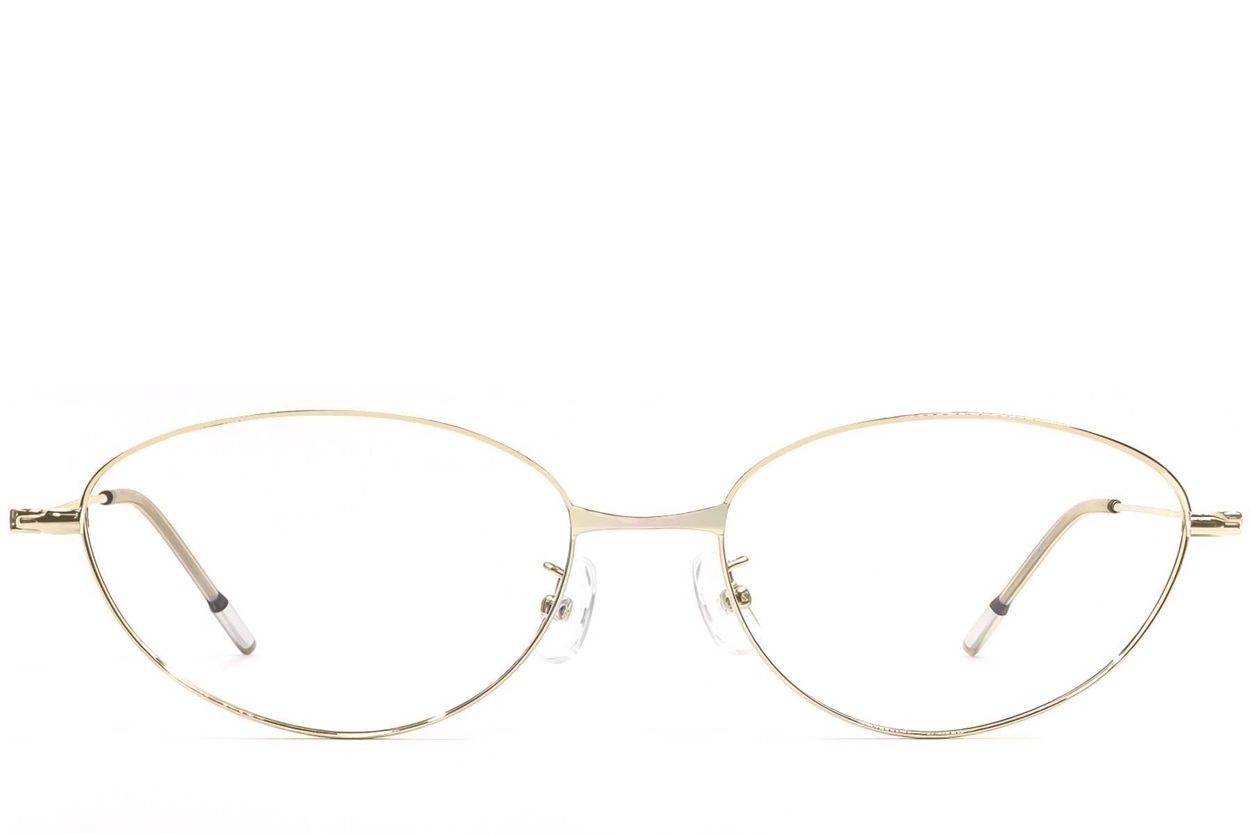 Oval Golden Metal Glasses #BS1924-0479