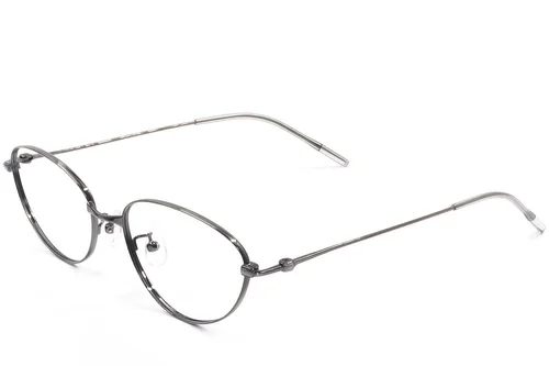 Lunettes ovales en métal gris #BS1924-0480