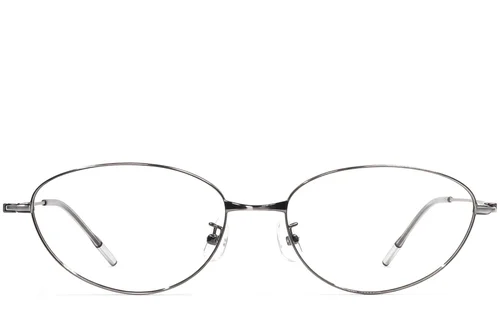 Lunettes ovales en métal gris #BS1924-0480