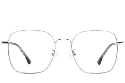 Lunettes rectangulaires en métal argenté #BS1924-0482