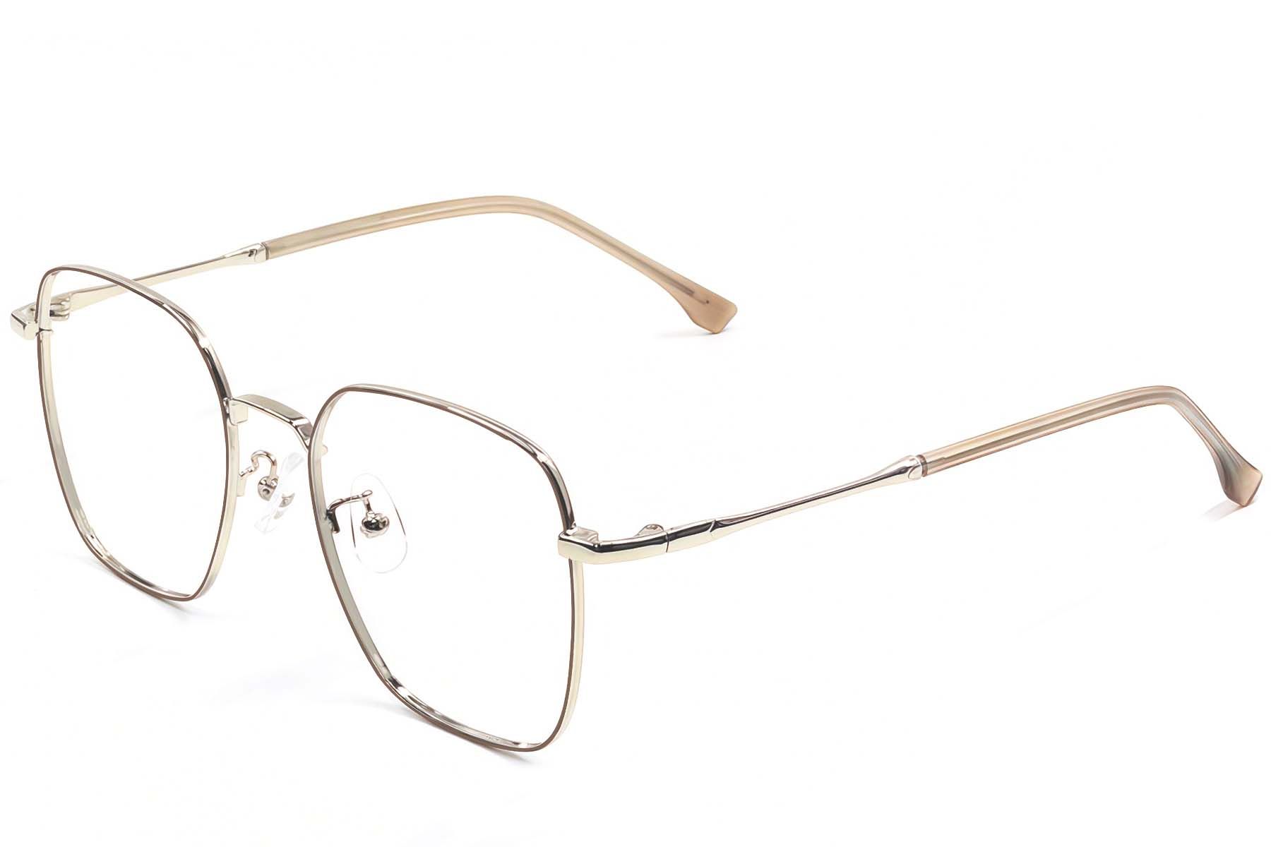 Occhiali rettangolari in metallo marrone #BS1924-0486