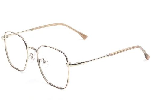 Lunettes rectangulaires en métal brun #BS1924-0486