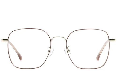 Lunettes rectangulaires en métal brun #BS1924-0486