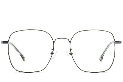 Lunettes rectangulaires en métal vert #BS1924-0488