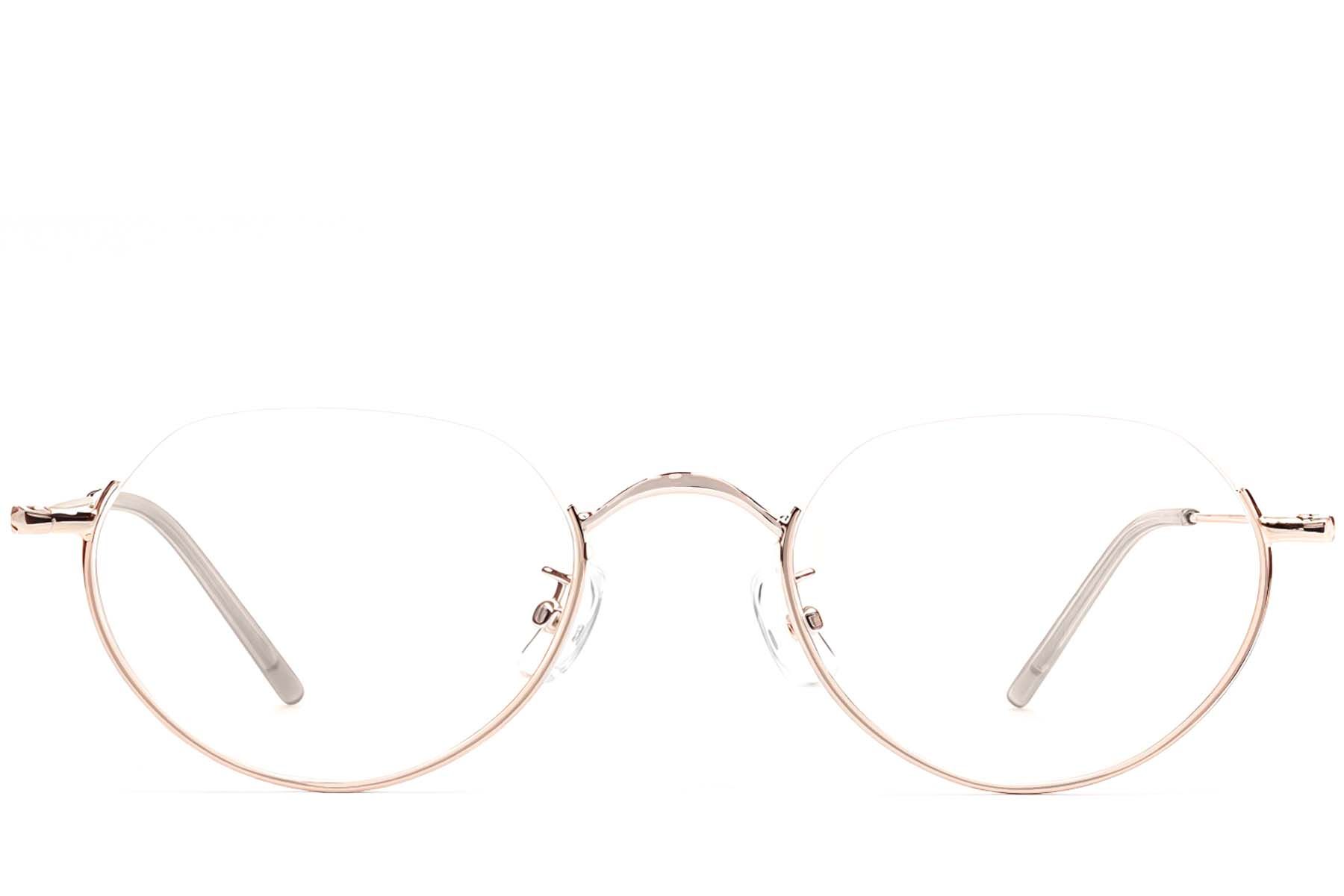 Halfomrande roze metalen bril #BS1924-0489