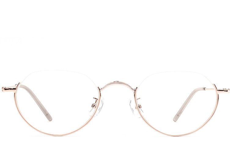 Halfomrande roze metalen bril #BS1924-0489