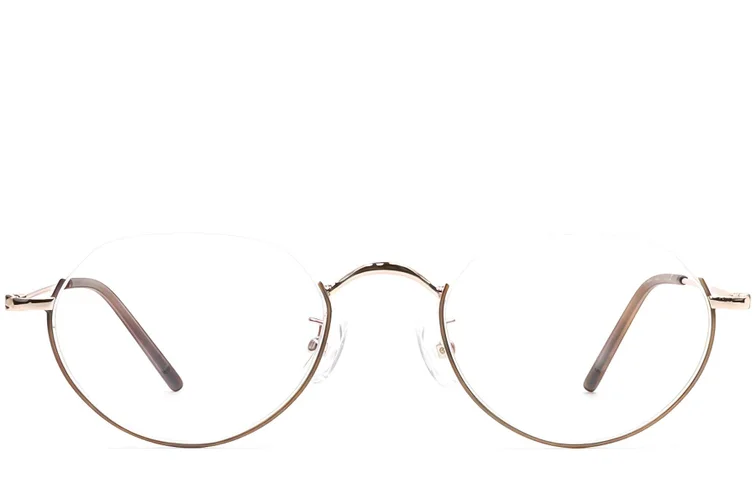 Occhiali semi-senza montatura in metallo marrone #BS1924-0494