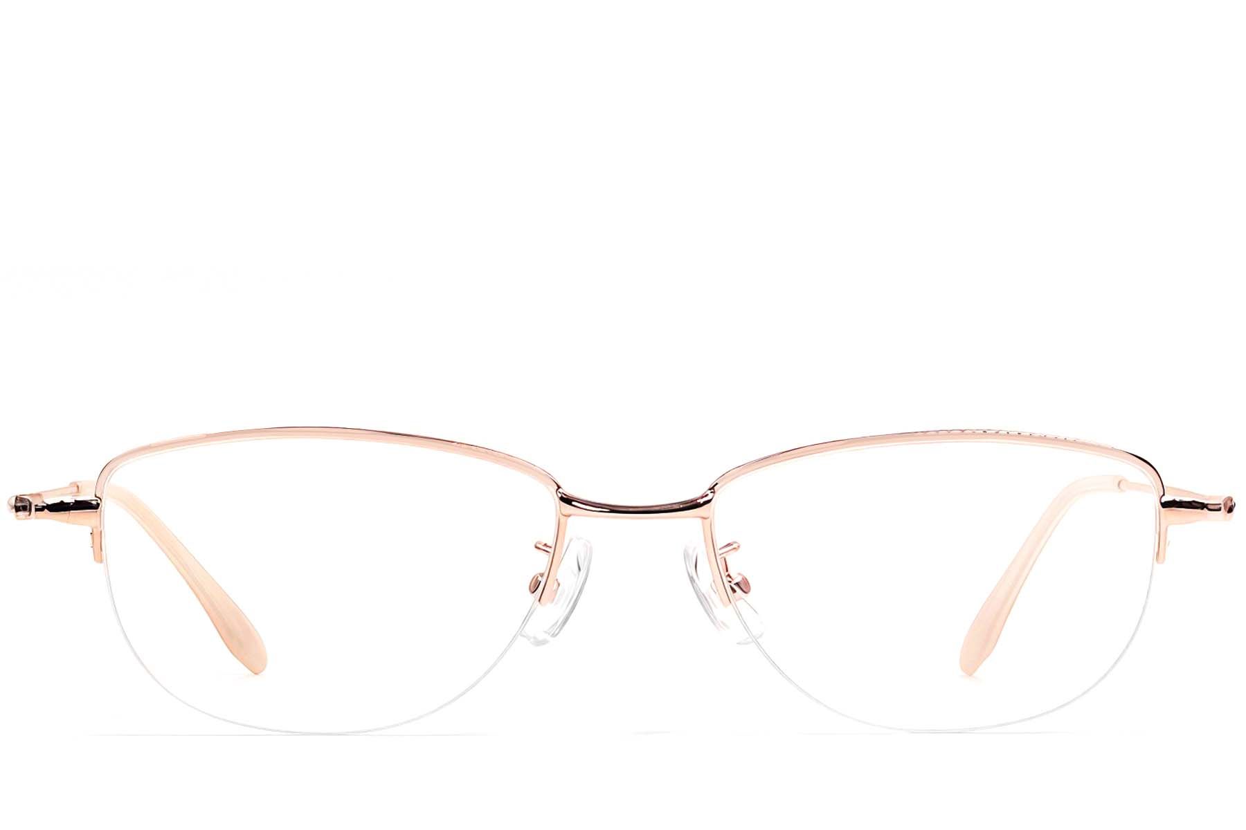 Lunettes semi-cerclées en métal rose #BS1924-0496