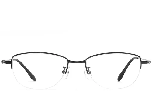 Lunettes semi-cerclées en métal noir #BS1924-0498