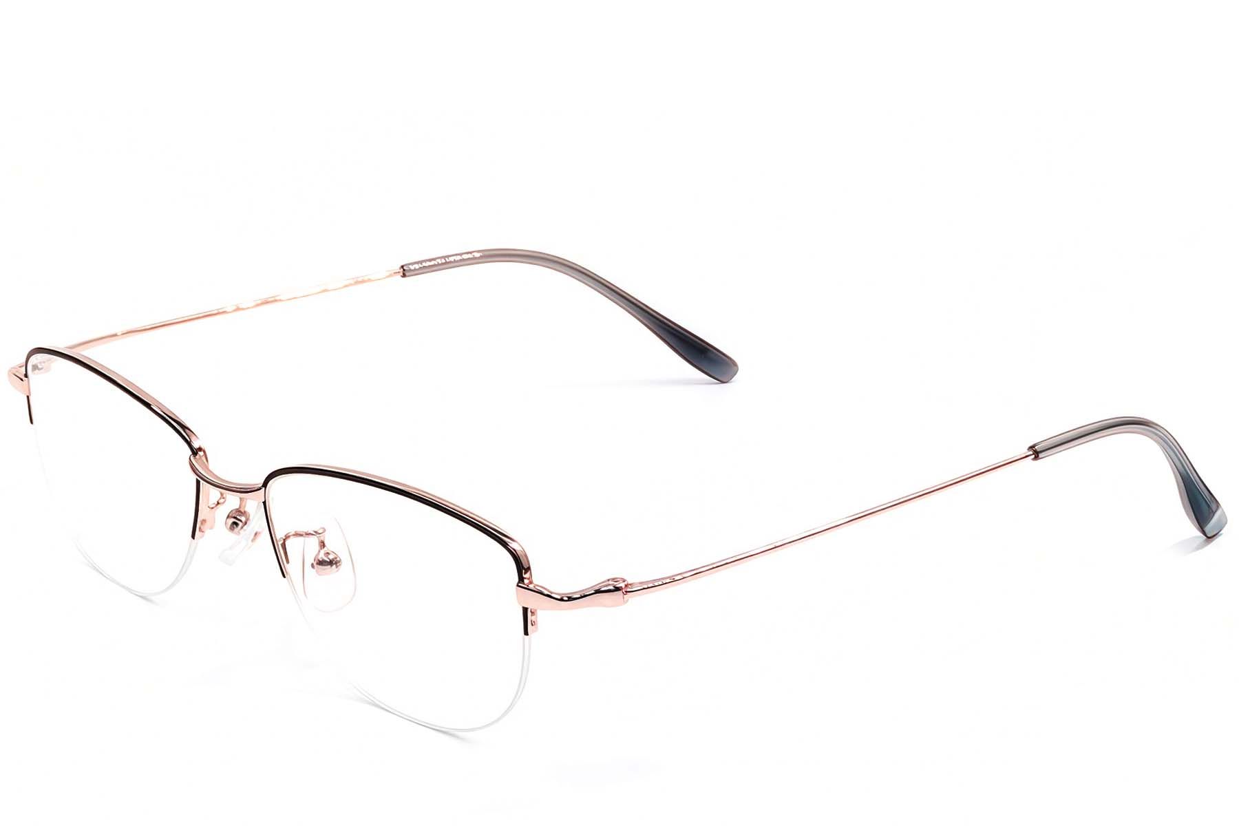 Halfomrande zwarte metalen bril #BS1924-0499
