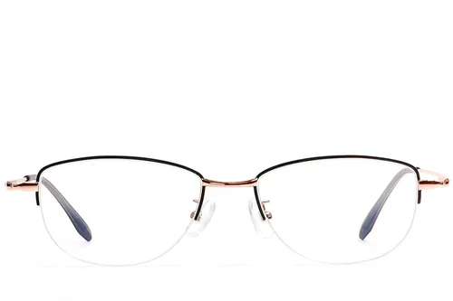 Lunettes semi-cerclées en métal noir #BS1924-0499