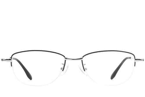 Lunettes semi-cerclées en métal noir #BS1924-0500