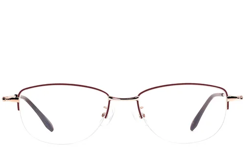 Lunettes semi-cerclées en métal rouge #BS1924-0502
