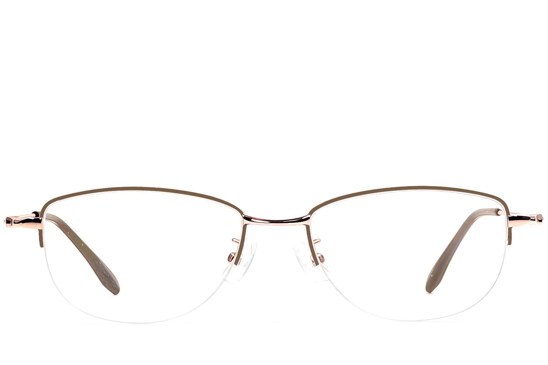Lunettes semi-cerclées en métal marron #BS1924-0503
