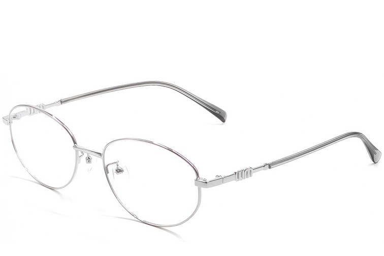 Oval Silver Metal Glasses #BS1924-0513