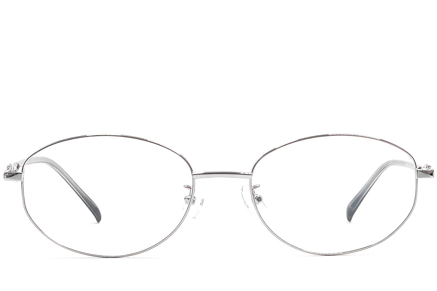 Oval Silver Metal Glasses #BS1924-0513