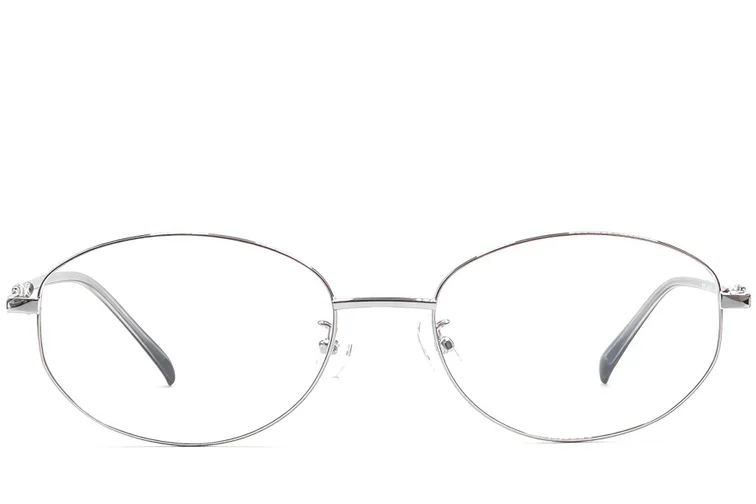 Oval Silver Metal Glasses #BS1924-0513