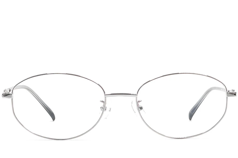 Oval Silver Metal Glasses #BS1924-0513