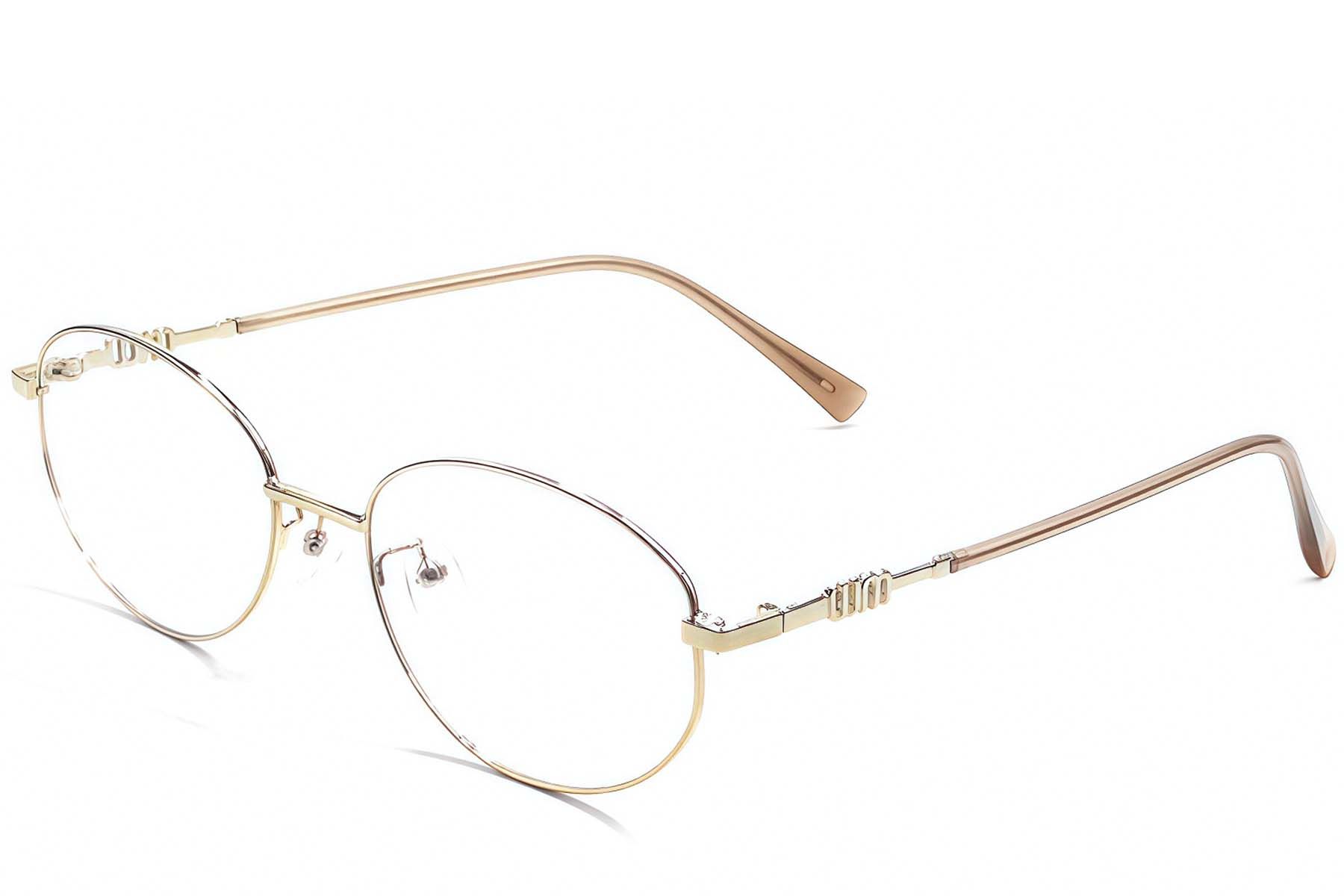 Oval Golden Metal Glasses #BS1924-0516