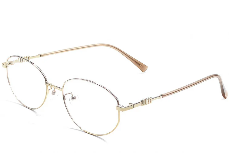Oval Golden Metal Glasses #BS1924-0516