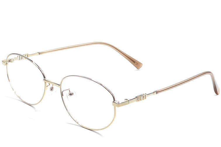 Oval Golden Metal Glasses #BS1924-0516
