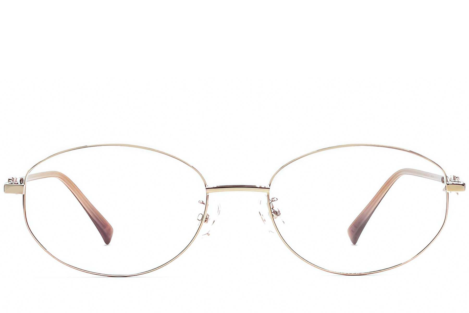 Oval Golden Metal Glasses #BS1924-0516