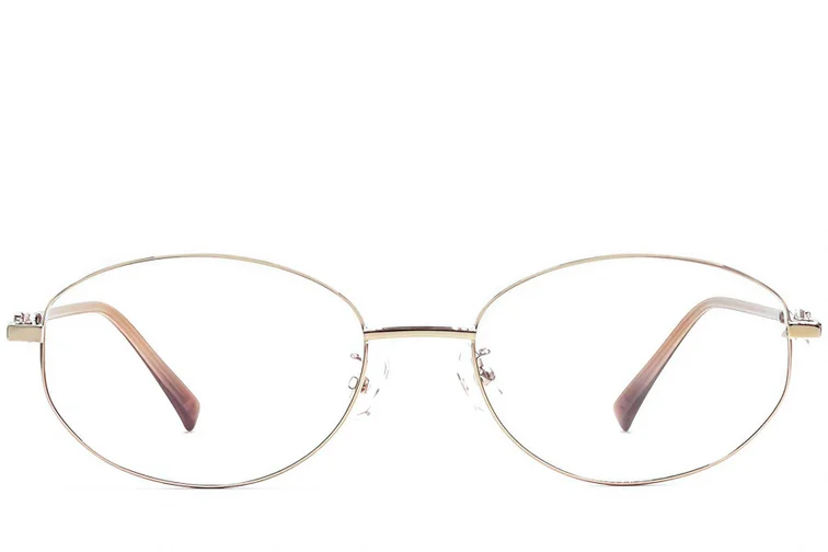 Oval Golden Metal Glasses #BS1924-0516