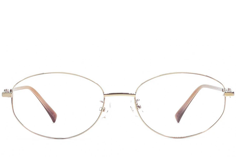 Oval Golden Metal Glasses #BS1924-0516