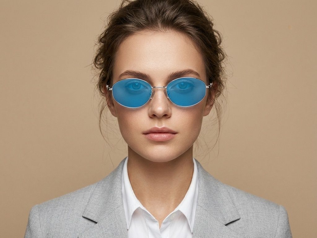 Oval Silver Metal Sunglasses #BS1924-0518