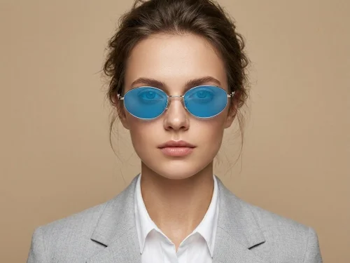 Lunettes de soleil ovales en métal argenté #BS1924-0518