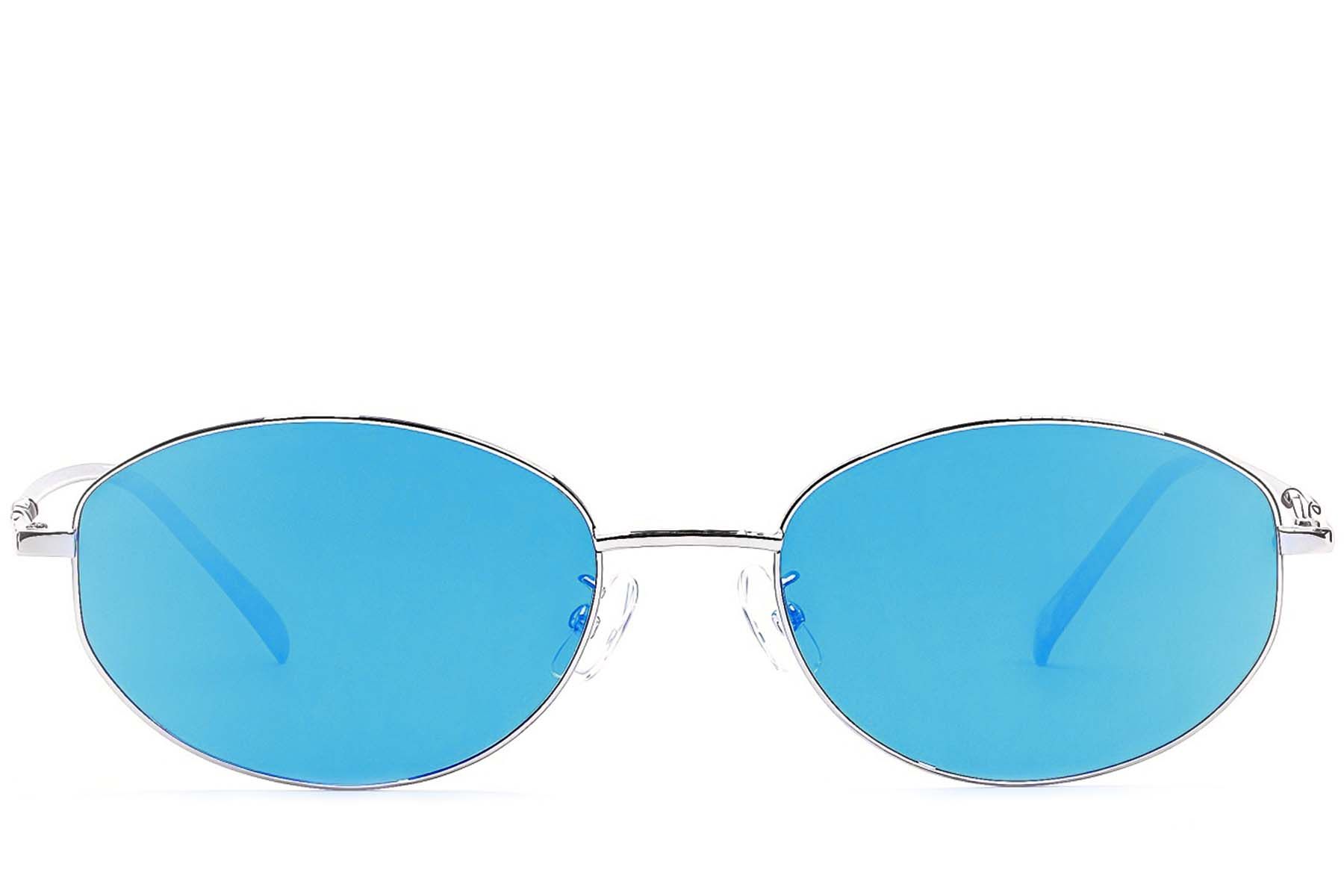 Oval Silver Metal Sunglasses #BS1924-0518