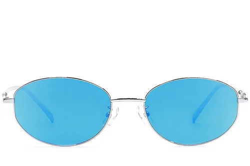 Lunettes de soleil ovales en métal argenté #BS1924-0518