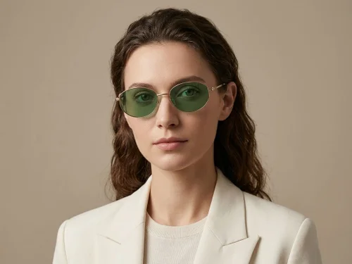 Lunettes de soleil ovales en métal doré #BS1924-0519