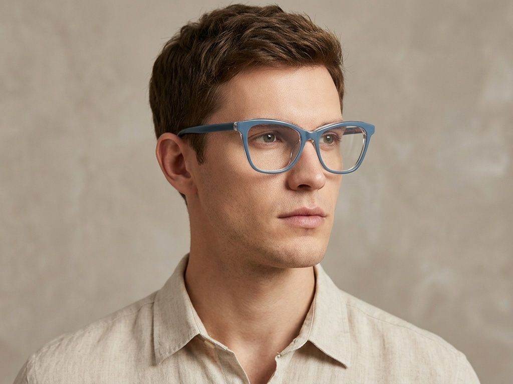 Lunettes papillon en acétate bleu #BS2012-0003
