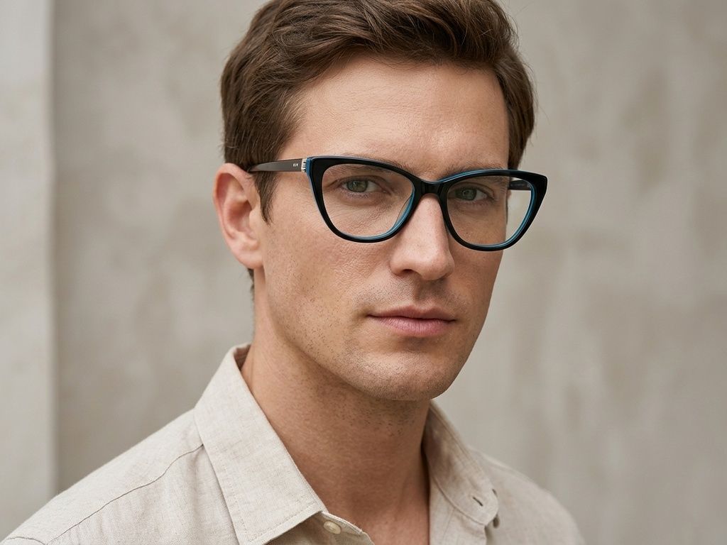 Lunettes papillon en acétate bleu #BS2012-0007