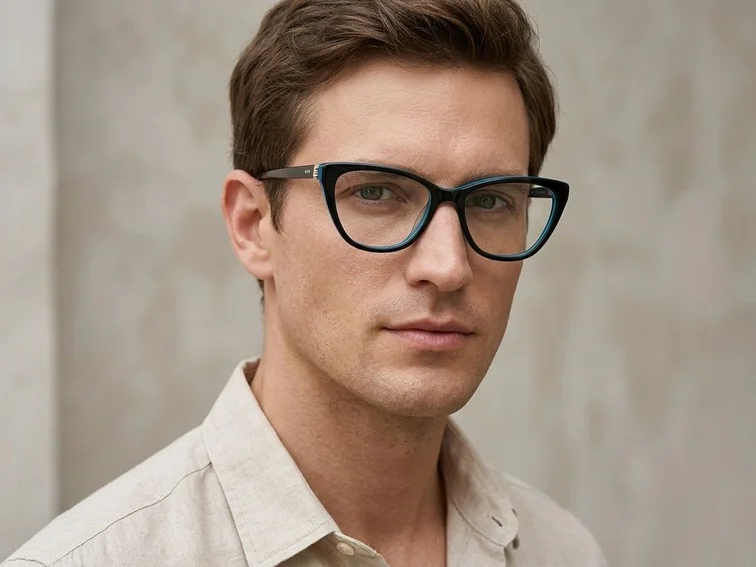 Lunettes papillon en acétate bleu #BS2012-0007
