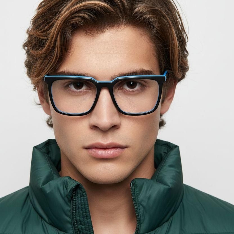 Gafas rectangulares de acetato azul #BS2012-0012