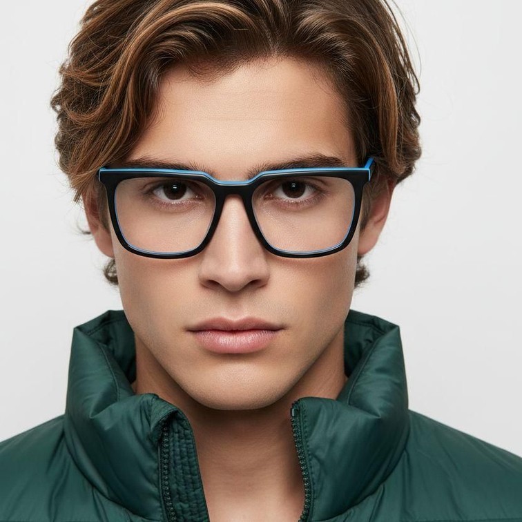 Rectangular Blue Acetate Glasses #BS2012-0012