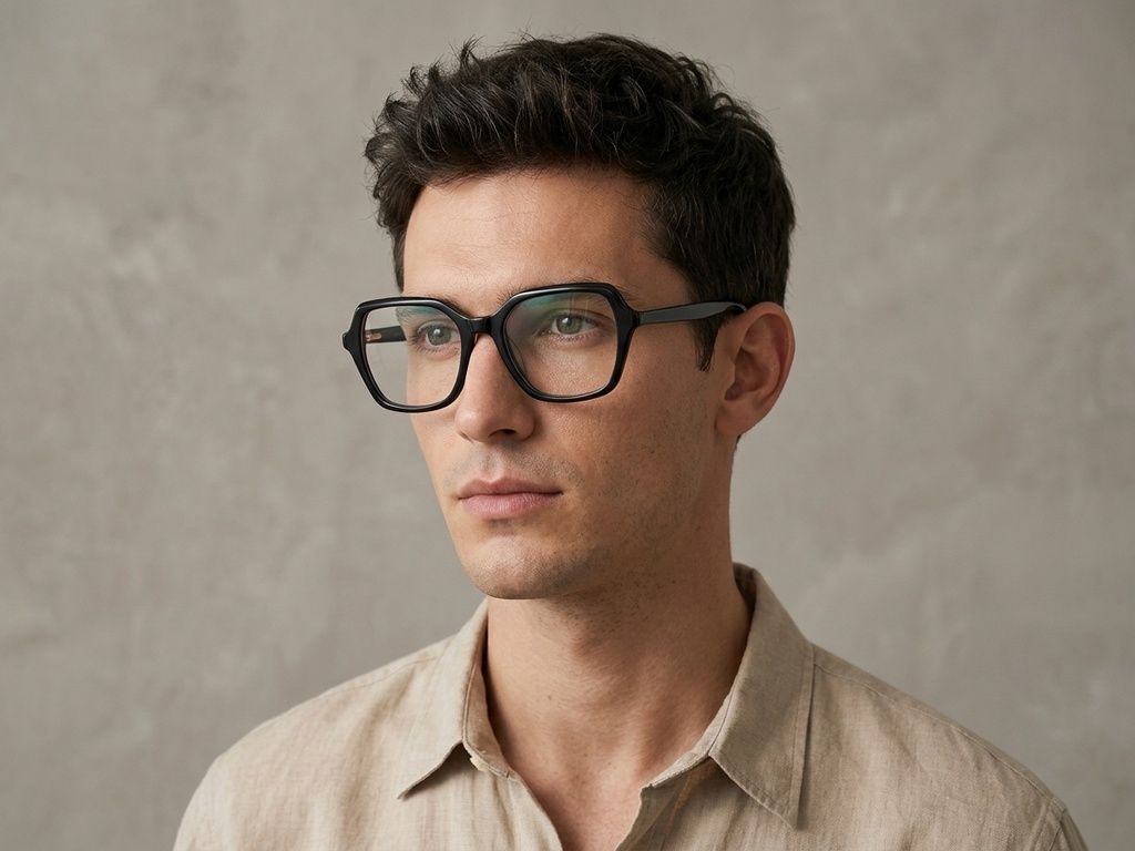 Rectangular Black Acetate Glasses #BS2012-0018