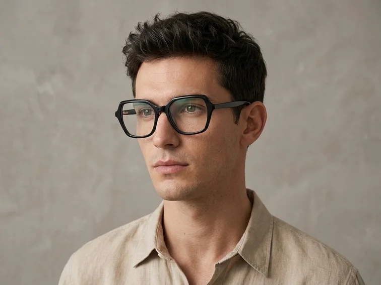 Rectangular Black Acetate Glasses #BS2012-0018