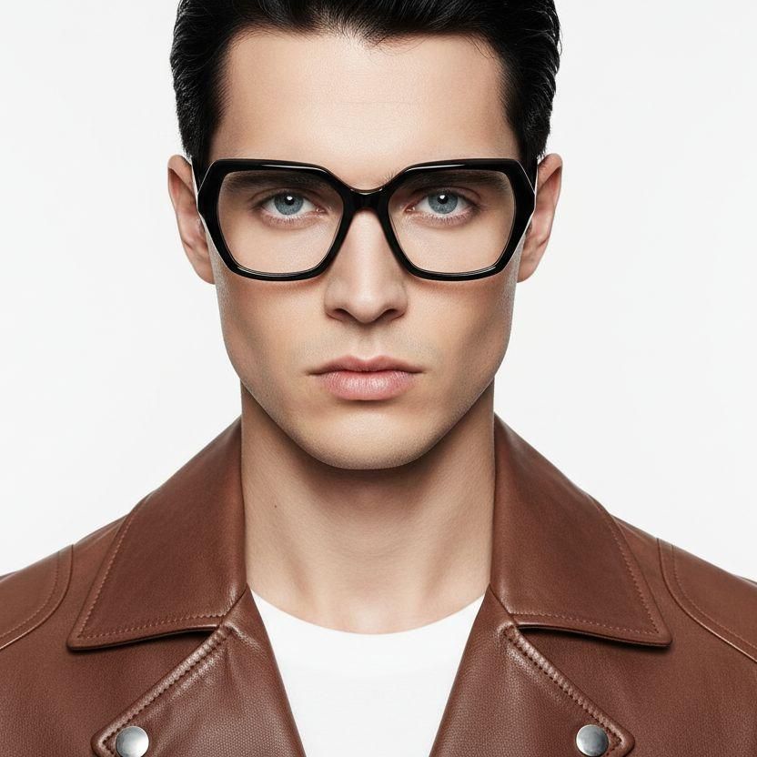 Rectangular Black Acetate Glasses #BS2012-0018