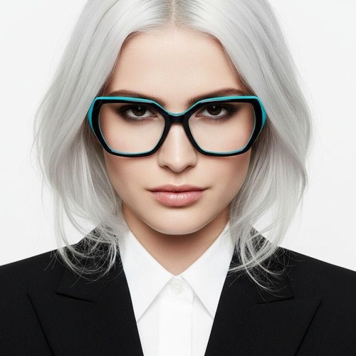 Rechthoekige groene acetaatbril #BS2012-0019