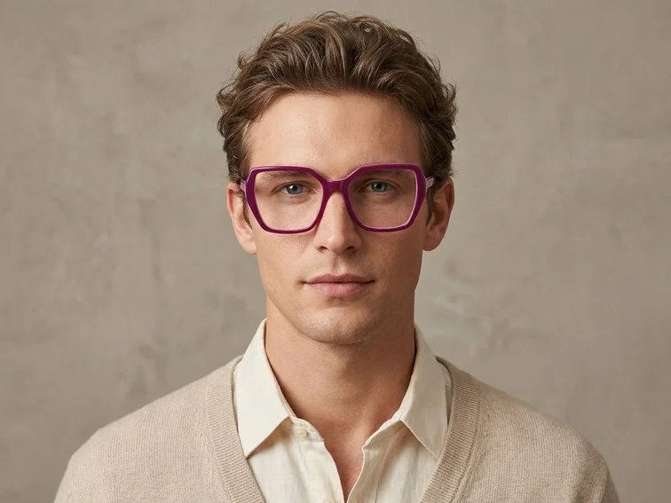 Gafas rectangulares de acetato morado #BS2012-0021
