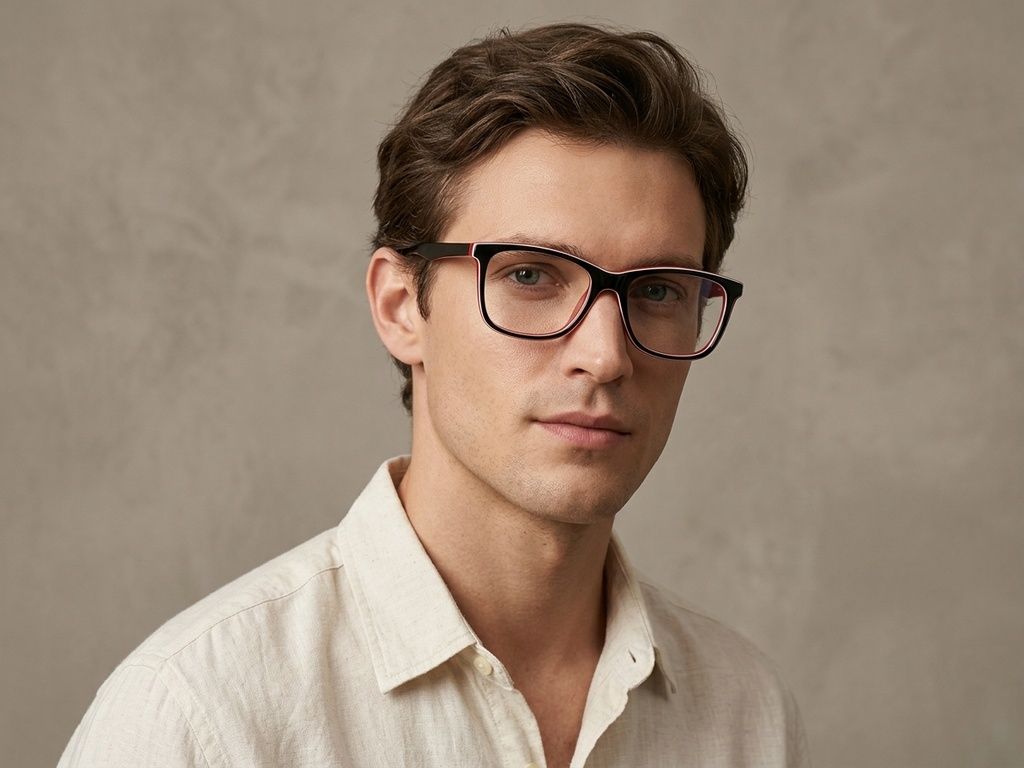 Rectangular Red Acetate Glasses #BS2012-0023