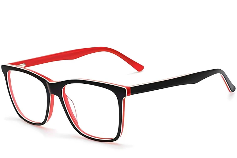 Rectangular Red Acetate Glasses #BS2012-0023
