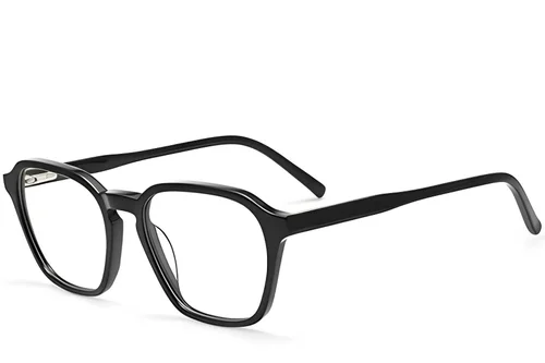 Lunettes rectangulaires en acétate noir #BS2012-0026