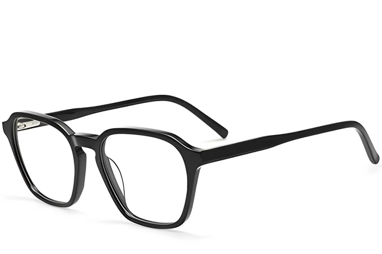 Lunettes rectangulaires en acétate noir #BS2012-0026