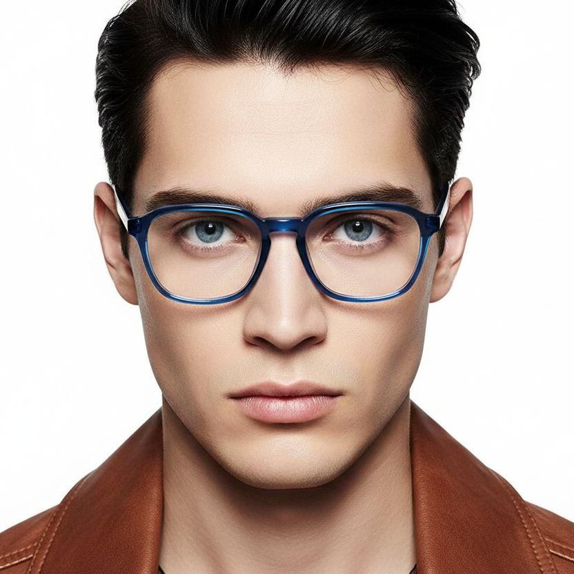 Rectangular Blue Acetate Glasses #BS2012-0027