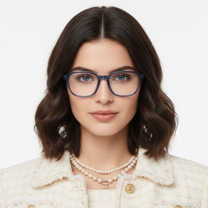 Rectangular Blue Acetate Glasses #BS2012-0027